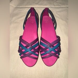 CROCS Women's Pink and Blue Strappy Sandals